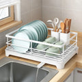 Carbon Steel Kitchen Storage Rack Drainer Tray Stable Dish Drying Rack Ventilation Space-saving Plates Organizer with Drainboard