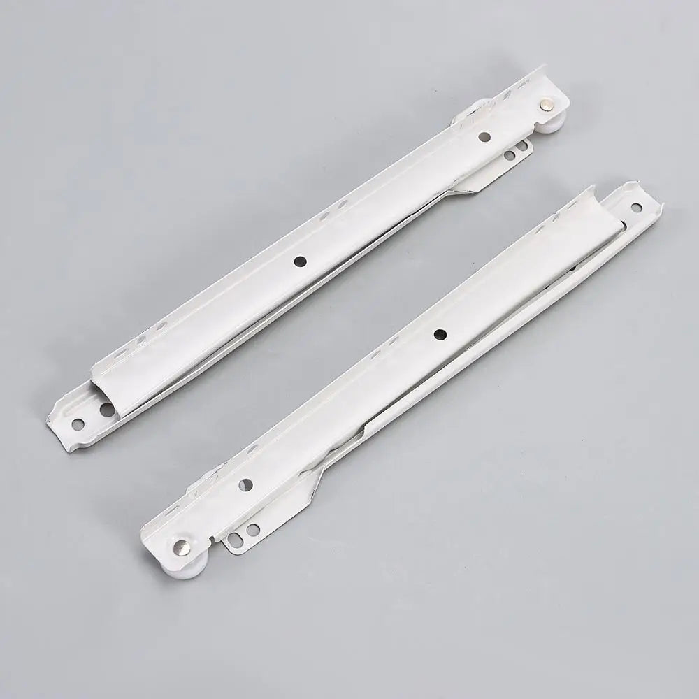 1Pair Chute Cabinets Keyboard Roller Pulley Furniture Slides Mute Two Section Drawer Track Slides Cabinet Rails
