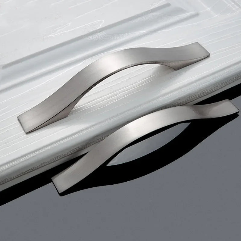 Modern Wardrobe Door Handles Aluminium Alloy Brushed Silver Kitchen Drawer Cabinet Furniture Hardware Home Improvement