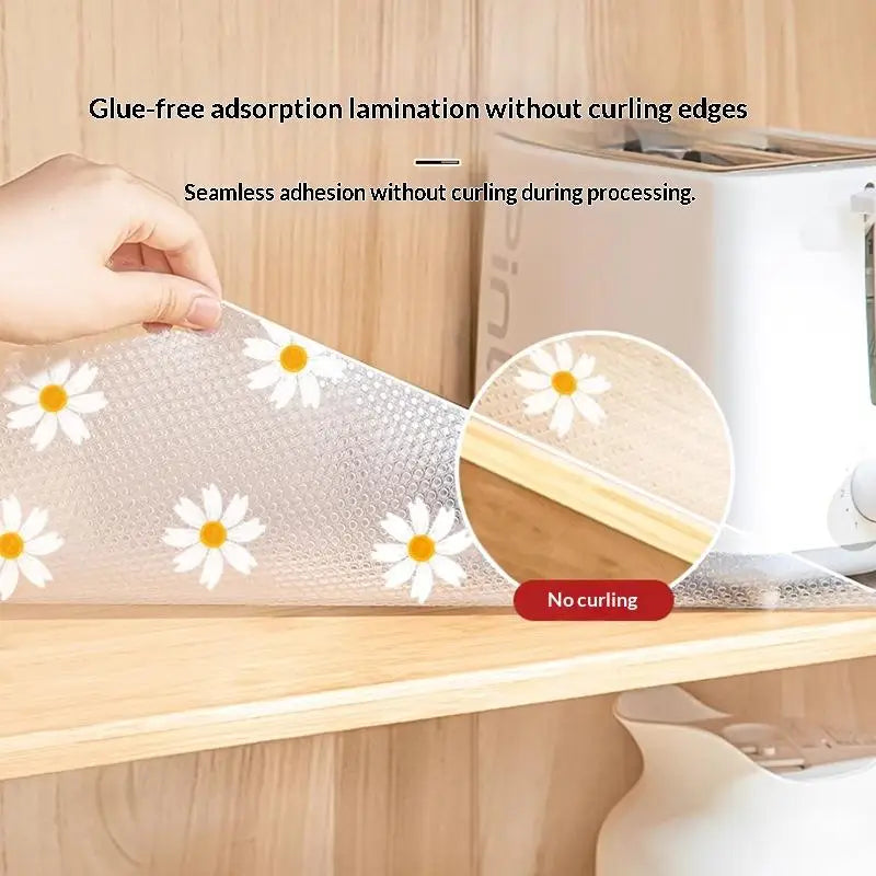Flower Kitchen Cabinet Mat Reusable Drawer Mat Kitchen Dining Table Mat Insulation Mat Waterproof Moisture-proof Drawer Mat