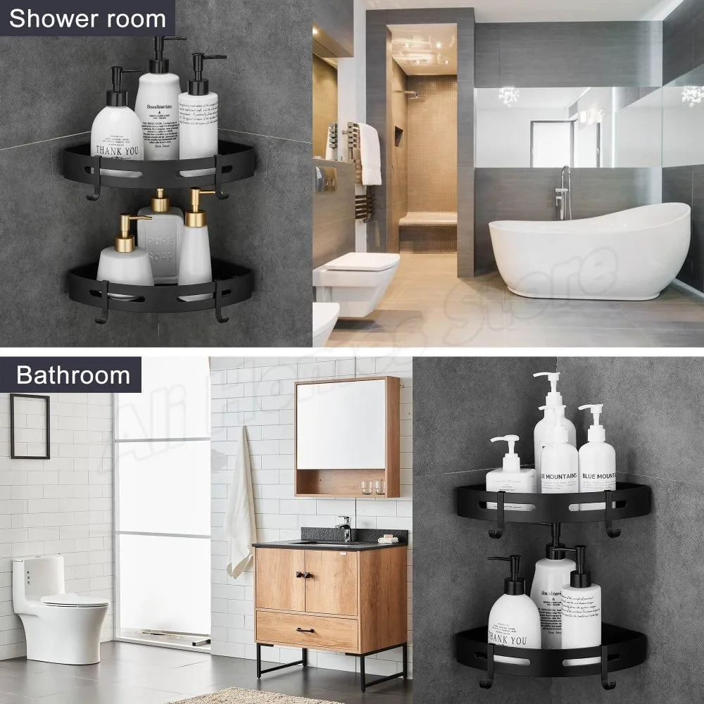 3/2/1PCS No Punching Required Bathroom Shampoo Holder Shower Caddy Shelves Storage Shelf Towel Holder Shelves For Bathroom