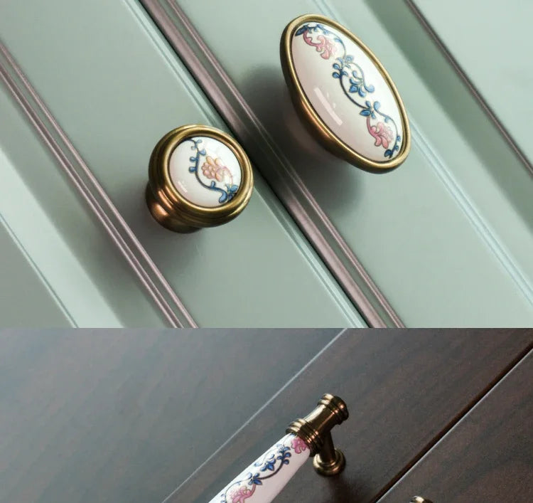 ceramic handle American retro cabinet door modern minimalist European style drawer cabinet wardrobe cabinet handle