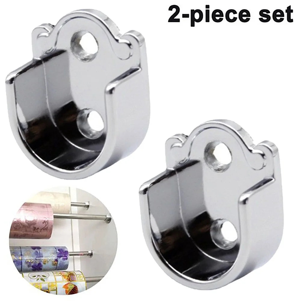 Wardrobe Rail Hanger Rod Socket Support Tube Round End Bracket Holder Heavy Duty U Shaped Rod Socket Home Hardware Accessories
