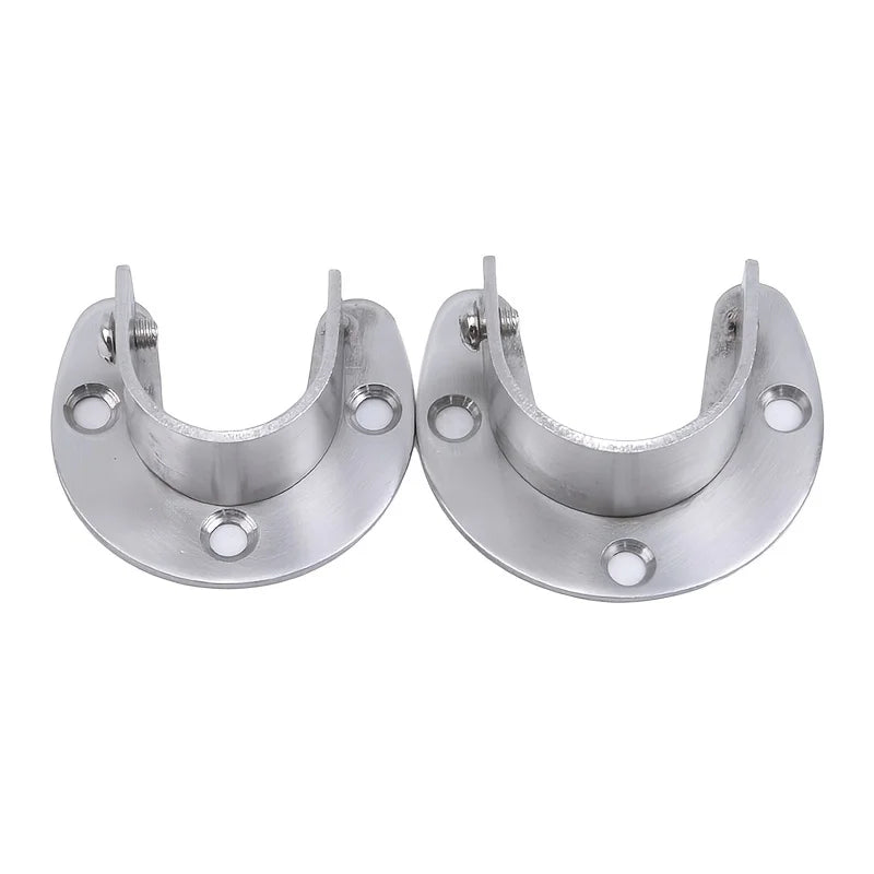 2PCS Stainless Steel Wardrobe Closet Rod Bracket Clothes Seat Curtain Pole Sockets,25Mm Creative Useful