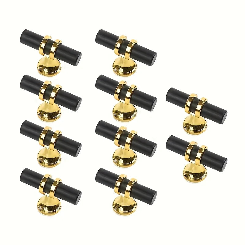 12pcs Wardrobe door handle modern simple light luxury black cabinet handle Golden lengthened cabinet door drawer small handle