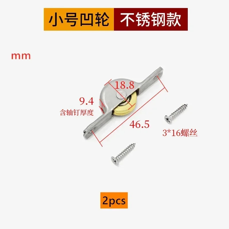 2 pieces of stainless steel sliding door groove silent pulley barn door and window roller furniture hardware accessories