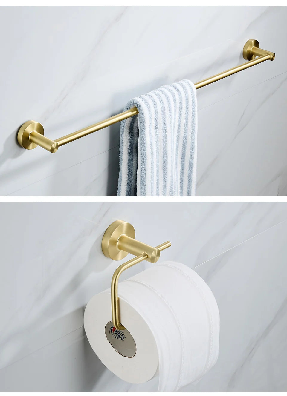 Brushed Gold Bathroom Accessories Set Toilet Brush Holder Toilet Paper Holder Towel Bar Rail Rack Hanger Hook Hardware