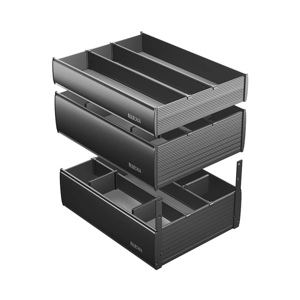 Elba 3-Layer Premium Stainless Steel Pull-Out Spice Rack Durable Basket Drawers for Efficient Cabinet Storage Solution