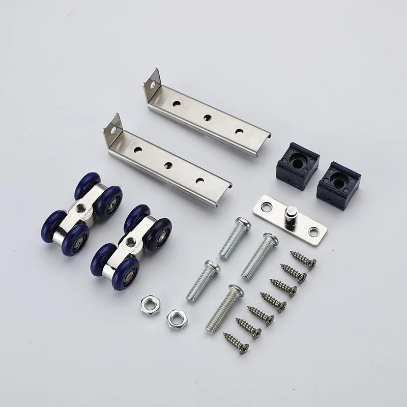 2pcs/set Sliding Door Roller Hardware Slide Doors Pulley 4 Wheels Home Room Wood Door Hanging Wheels Rail Track Pulley