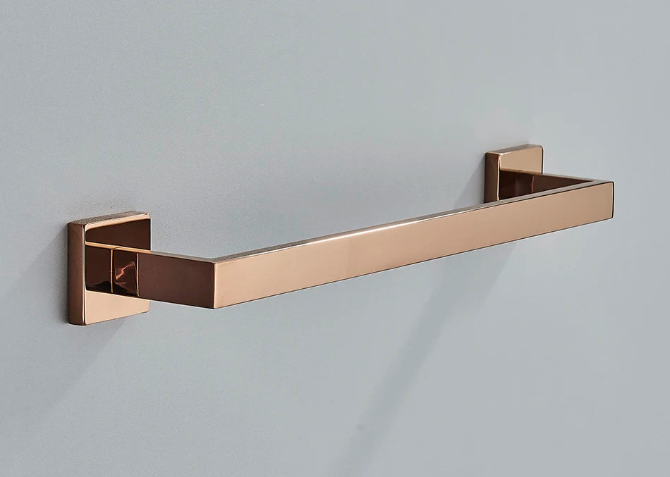 Bathroom Hardware Rose Gold Polish Shiny Bathrobe Hook Towel Rail Bar Rack Bar Shelf Tissue Paper Holder Bathroom Accessories