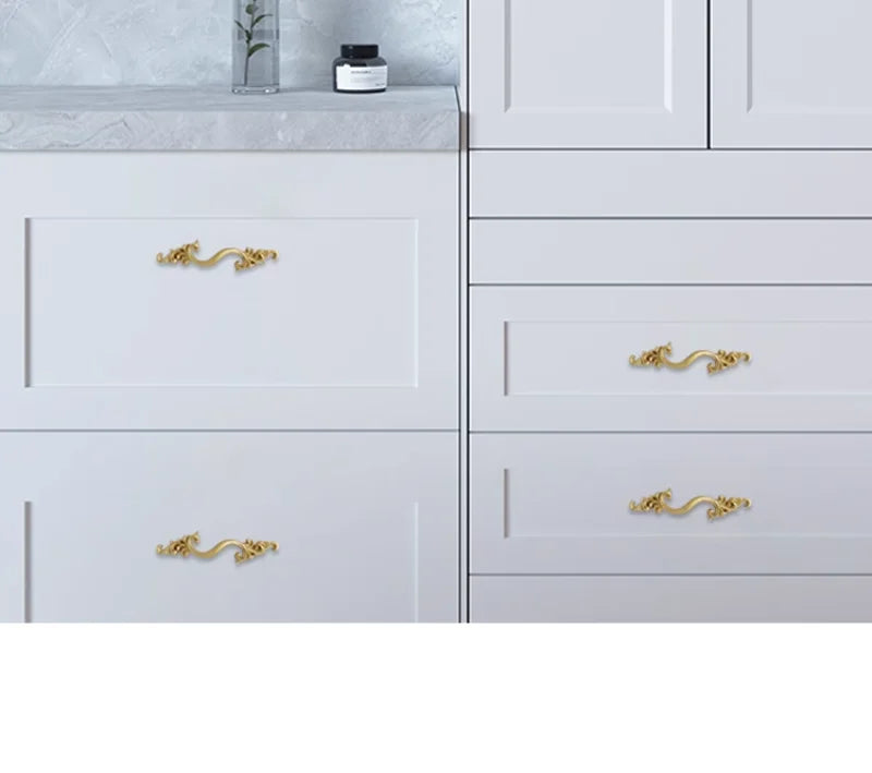 American Cabinet Door Handle Brass Wardrobe Drawers Modern Simple French Nordic Pure Copper Cabinet Gold Drawer Knobs