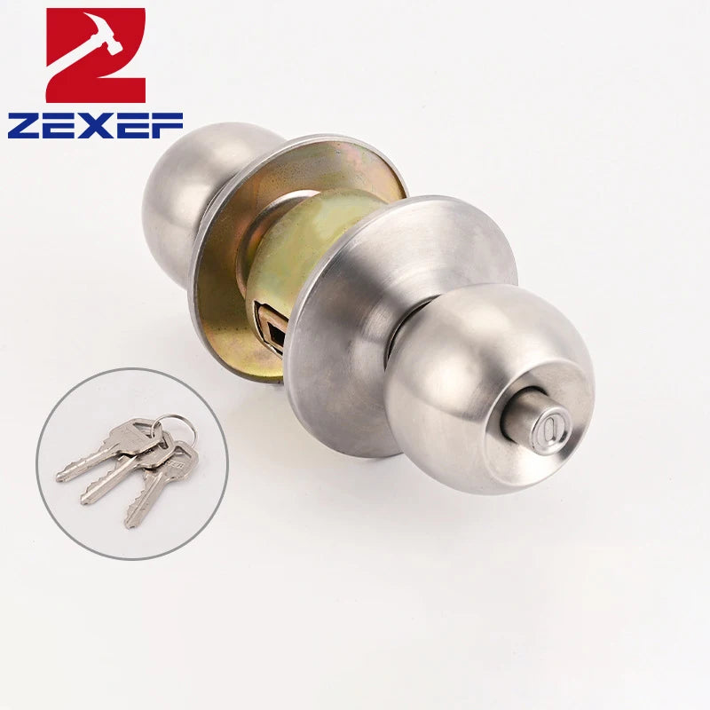 Anti-bumping House Door Handle Lock With Knobs Interior Round for Bedroom Bathroom Stainless Turn Thumb Armored Privacy Articles