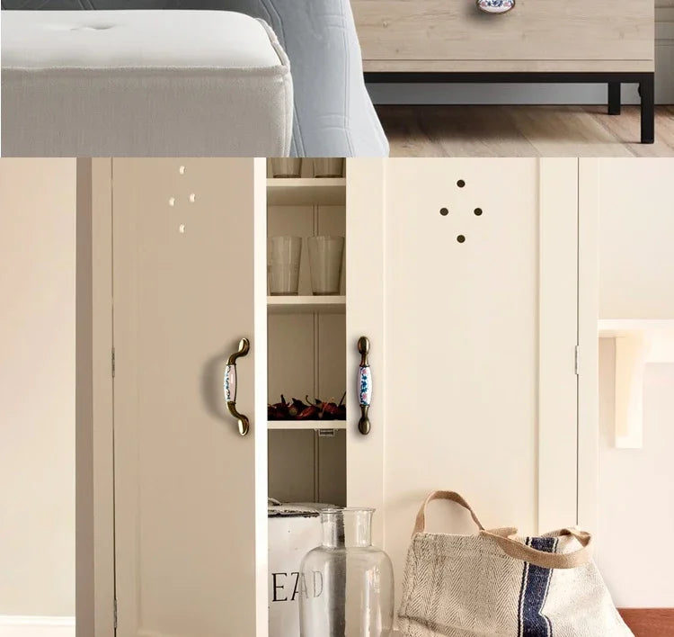 ceramic handle American retro cabinet door modern minimalist European style drawer cabinet wardrobe cabinet handle