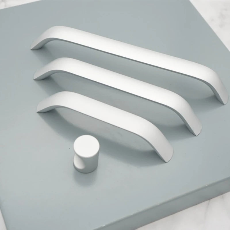Modern Simple Handles for Furniture Silver Bedroom Wardrobe Dresser Nightstand Drawer Handles Kitchen Drawer Cabinet Handles