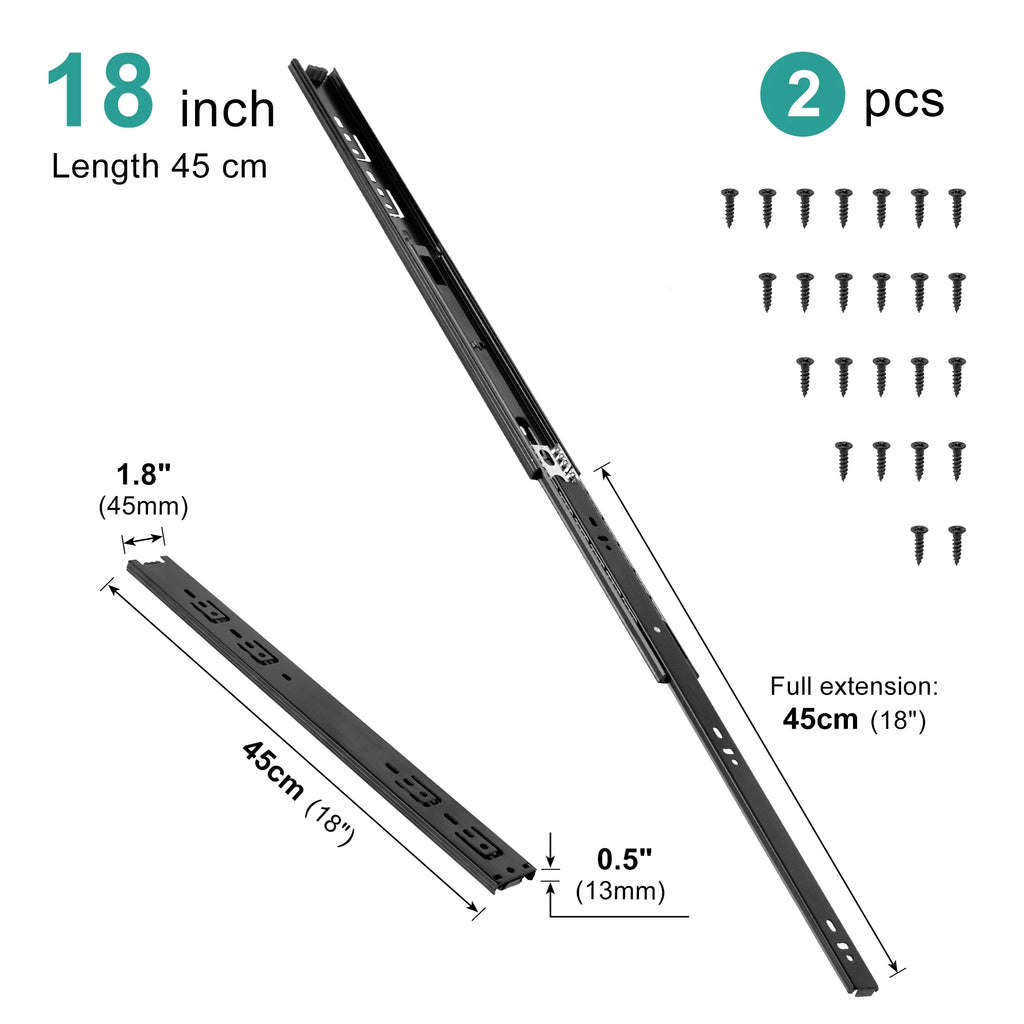 Drawer Rail 10~20Inch Stainless Steel Ball Bearing Slides Drawer Sliding Track 3-Section Full Extension Cabinet Furniture Slides