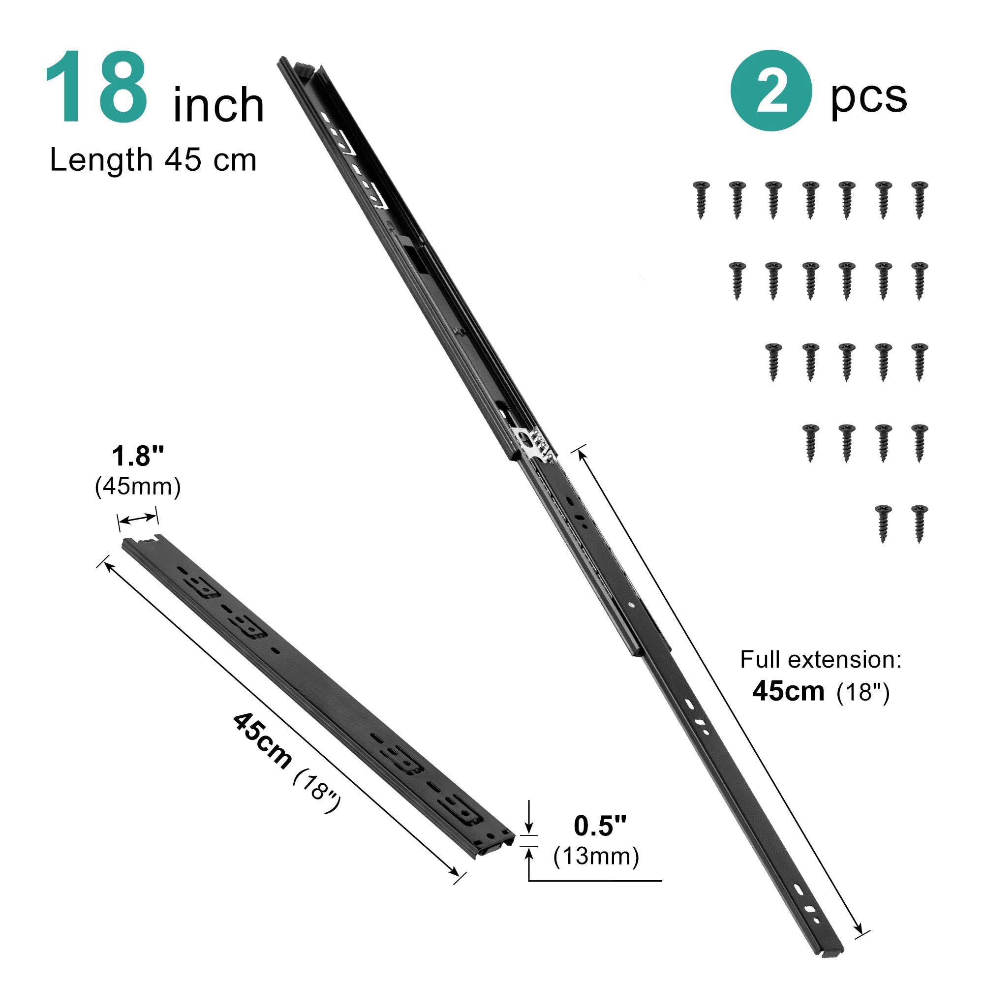 Drawer Rail 10~20Inch Stainless Steel Ball Bearing Slides Drawer Sliding Track 3-Section Full Extension Cabinet Furniture Slides