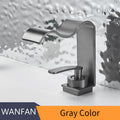 Basin Faucet Waterfall Black with Brushed Bathroom Basin sink Faucet Cold and Hot Water Mixer Single Handle Bathroom Taps 855951