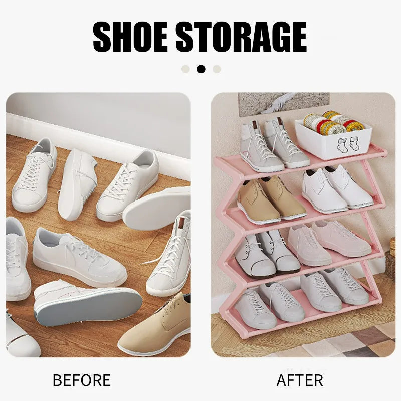 Shoe Rack Organizer Space Saving Shoes Organizer Free Standing Z-shaped Rack Multi-layer Assembly Storage for Home Dormitory