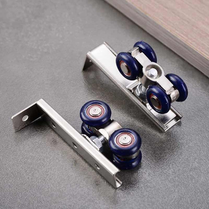 Sliding Door Roller Hardware Slide Doors Pulley 4 Wheels Home Room Wood Door Hanging Wheels Rail Track Pulley