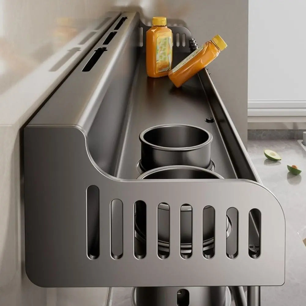 Wall Mounted Kitchen Storage Rack Moisture-Proof Anti-Rust Spice Rack Organizer No Punching Required Removab