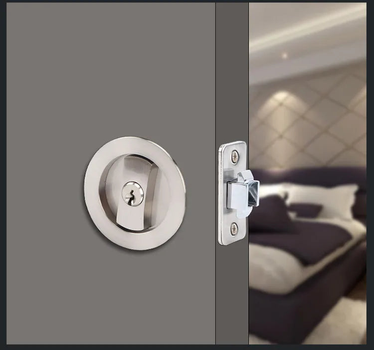 Black Sliding Door Sliding Door Lock Bathroom Balcony Interior Kitchen Double Hook Sliding Door Built-In Invisible Hook Lock