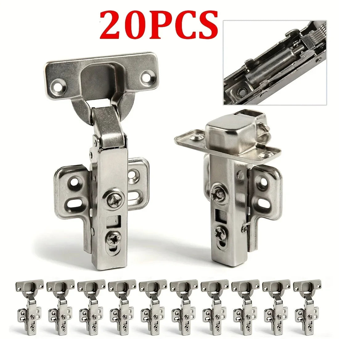 2/20Pcs Cabinet Hinges with Screws Steel Hinges For Furniture Full Overlay Mute Cabinet Door Cupboard Hinges Furniture Fitting