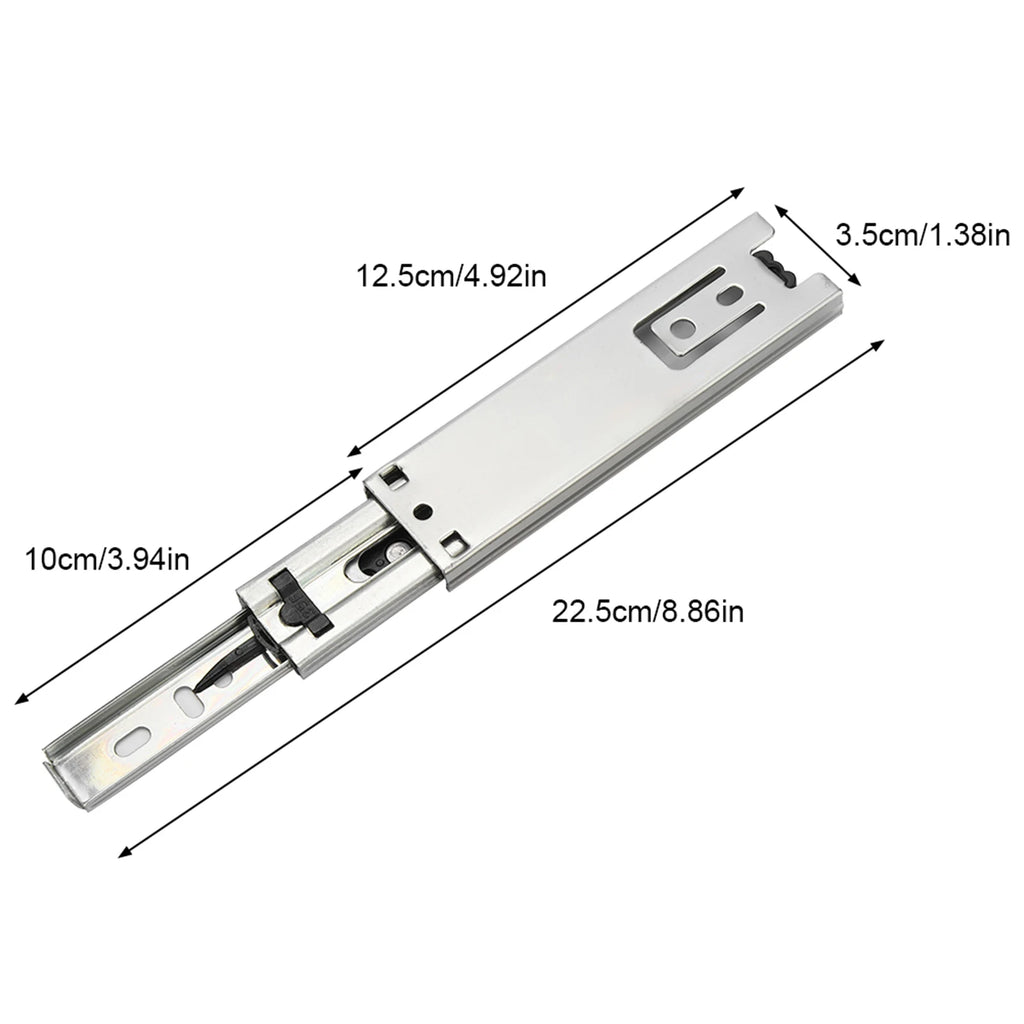 2pcs 5in Mini Short Drawer Slides Furniture Guide Rail Full Extension Kitchen Cupboard Drawer Hardware 35mm Width