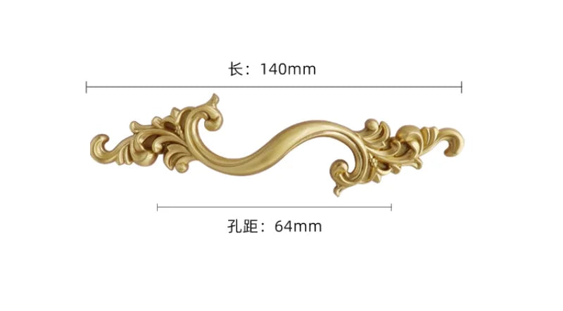 American Cabinet Door Handle Brass Wardrobe Drawers Modern Simple French Nordic Pure Copper Cabinet Gold Drawer Knobs
