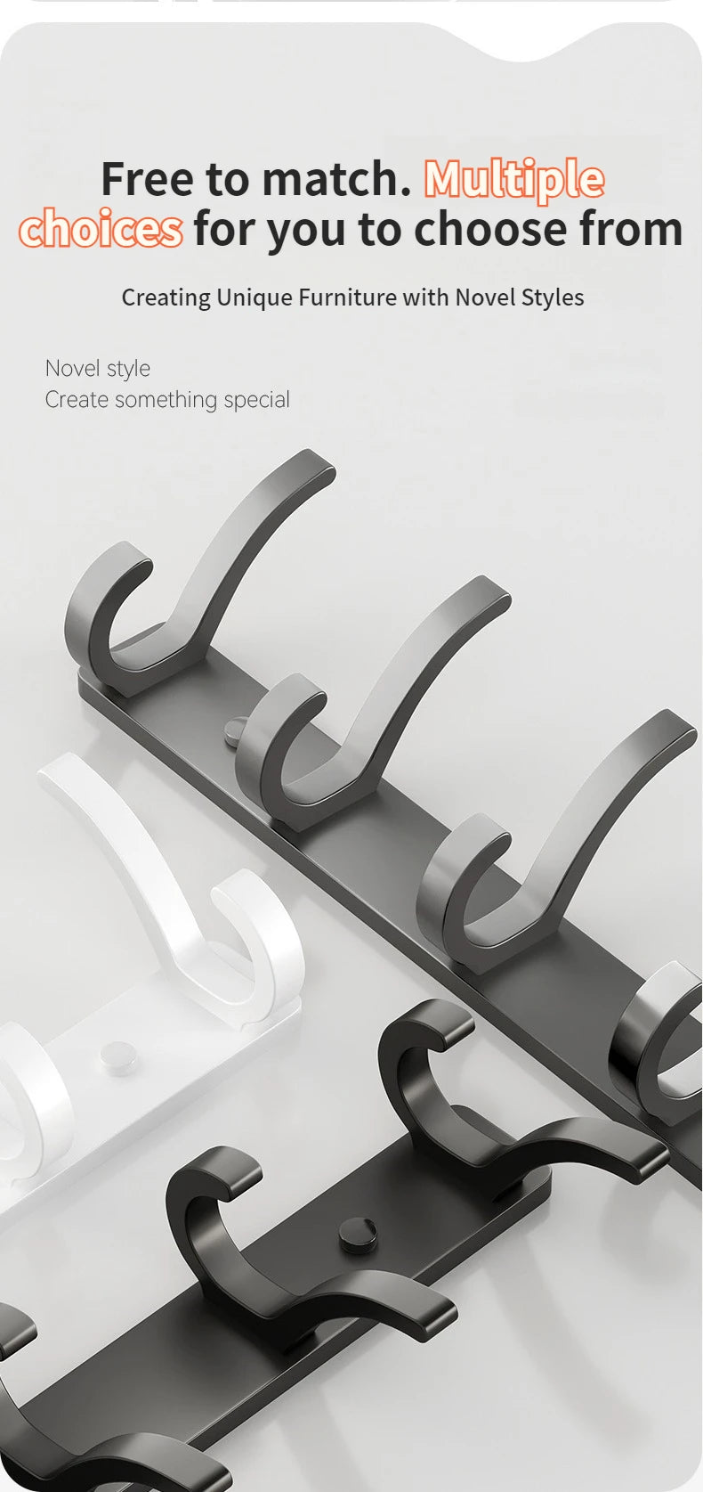 no drill Holes One Row Hangers Kitchen Towels Clothes Hats Toilet Towel Rack Storage Wall Mounted Door Back Rod Hook