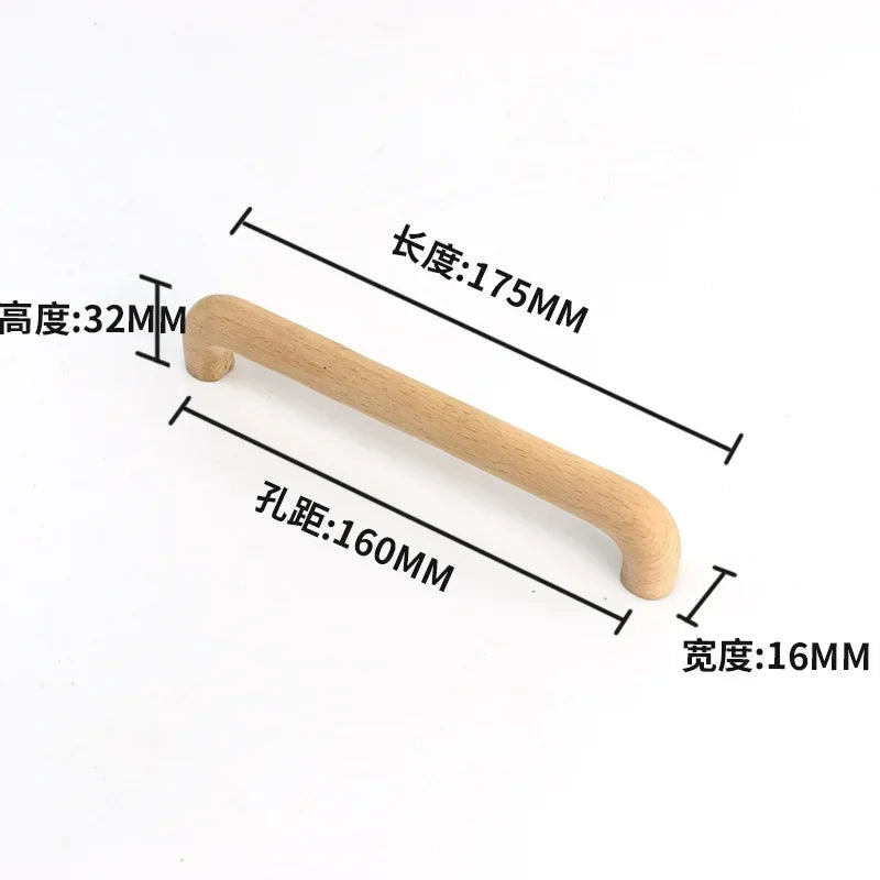 Drawer Furniture Wooden Door Cupboard Handles  Solid Wood Kitchen Cabinet Handle Drawer Knobs for Furniture