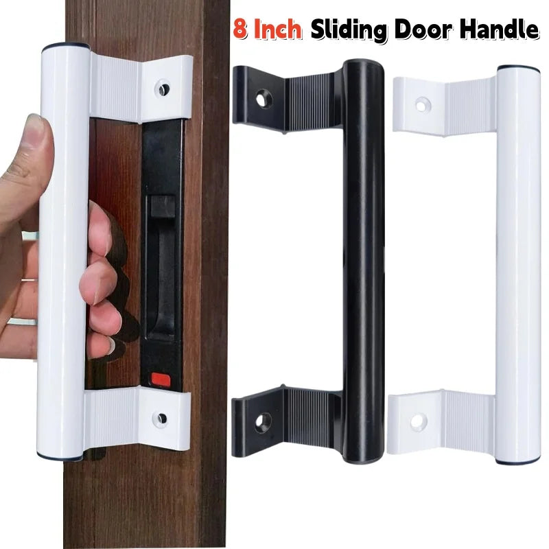 8 Inch Glass Door Pull Handle for Patio Doors Universal Right/Left,Aluminum Alloy Sliding Door Handles Furniture Cabinet Handle