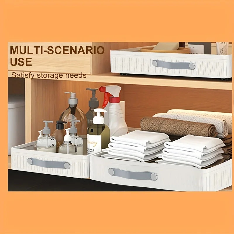 1 PC Kitchen Cabinet Drawer Storage Boxes with Slide Rails Pull-out Kitchen Storage Tray Spice Box Shelf Cabinets Organizer