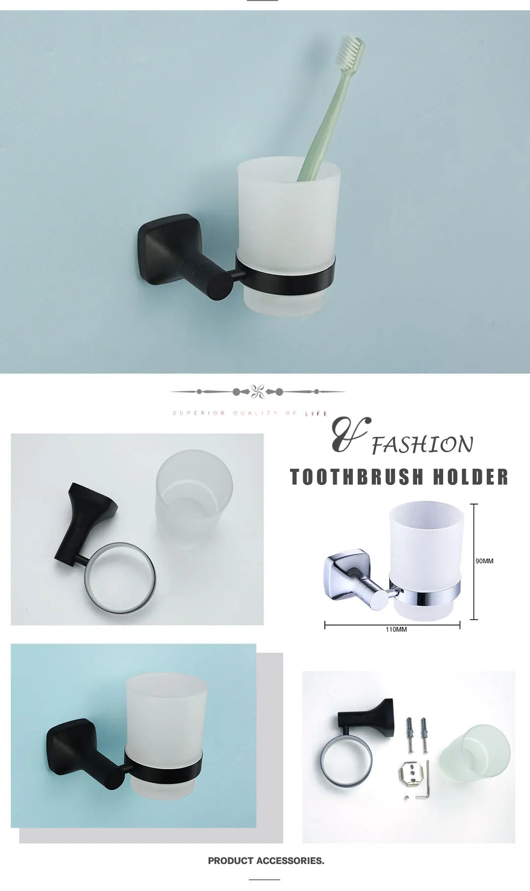 Black Bathroom Accessories Stainless Steel Wall Mounted Bath Towel Holder Robe Hook Toilet Brush Paper Towel Holder Pendant