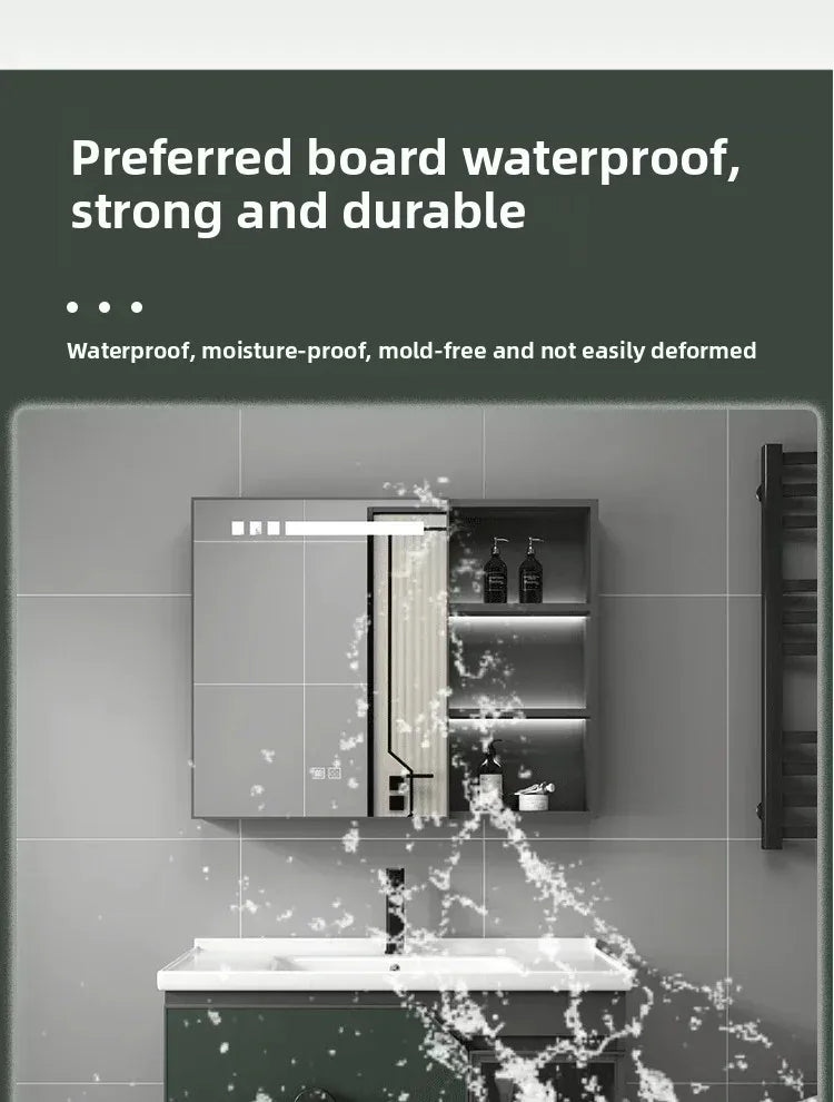 Bathroom Dressing Table and Sink Combination, Rock Plate Integrated Washbasin, Smart Mirror Cabinet, Toilet Furniture