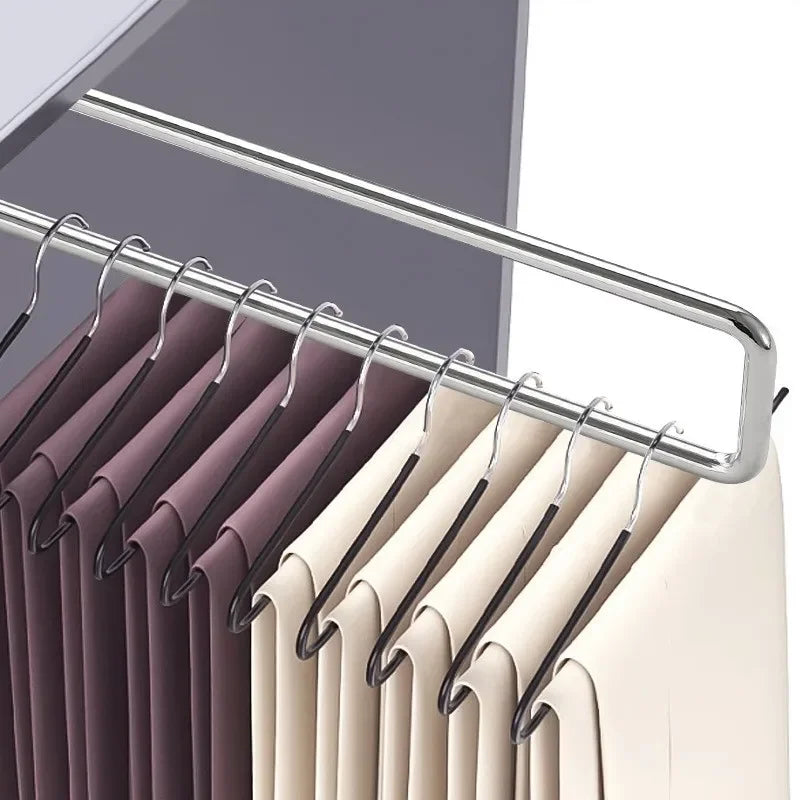 Retractable Closet Hangers Vertical Pull-Out Top Mounted Shallow Cabinet Hanging Rod for Trouser Storage No Hole Drilling Requir