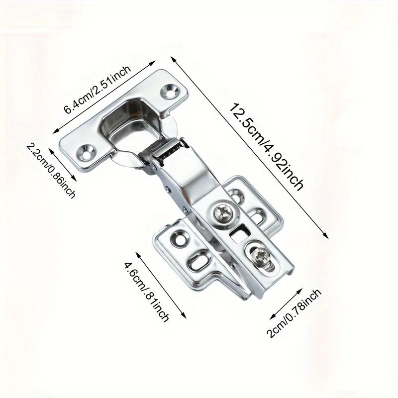 2 Pcs Stainless Steel Cabinet Door Hinges Hydraulic Damper Buffer Soft Close Quiet Wardrobe Door Concealed Hinges with Screws