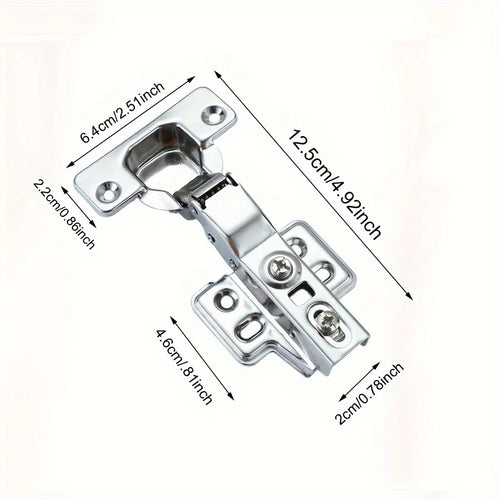 2 Pcs Stainless Steel Cabinet Door Hinges Hydraulic Damper Buffer Soft Close Quiet Wardrobe Door Concealed Hinges with Screws