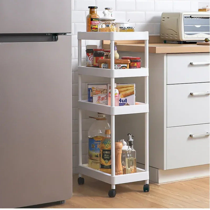 Multi-Tier Spice Holder with Pull-Out Drawer Convenient Mobile Kitchen Organizer Utility Rack for Easy Access