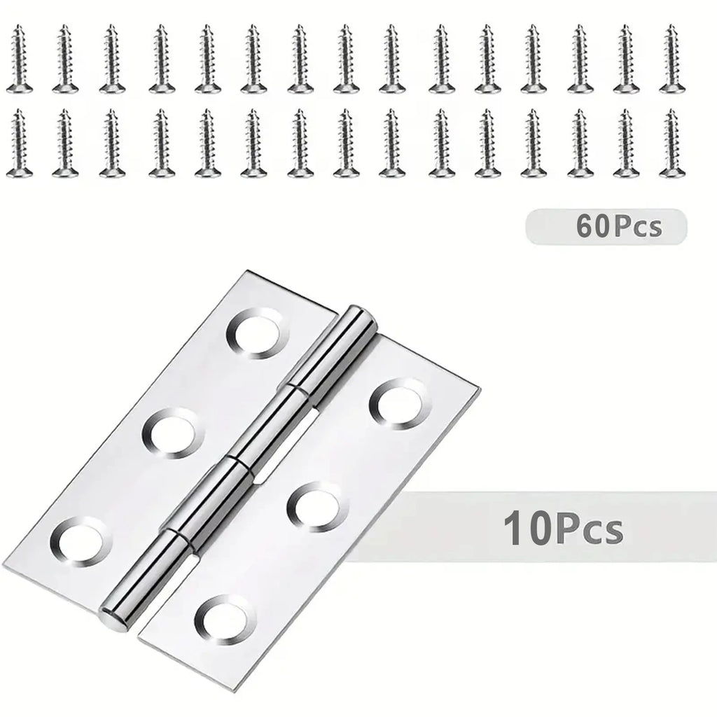 10pcs Stainless Steel Door Hinges Cabinet Doors Windows Wooden Box Flat Hinge Home Furniture Hardware Accessories