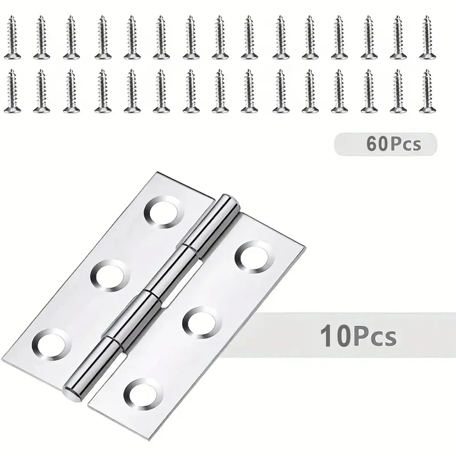 10pcs Stainless Steel Door Hinges Cabinet Doors Windows Wooden Box Flat Hinge Home Furniture Hardware Accessories