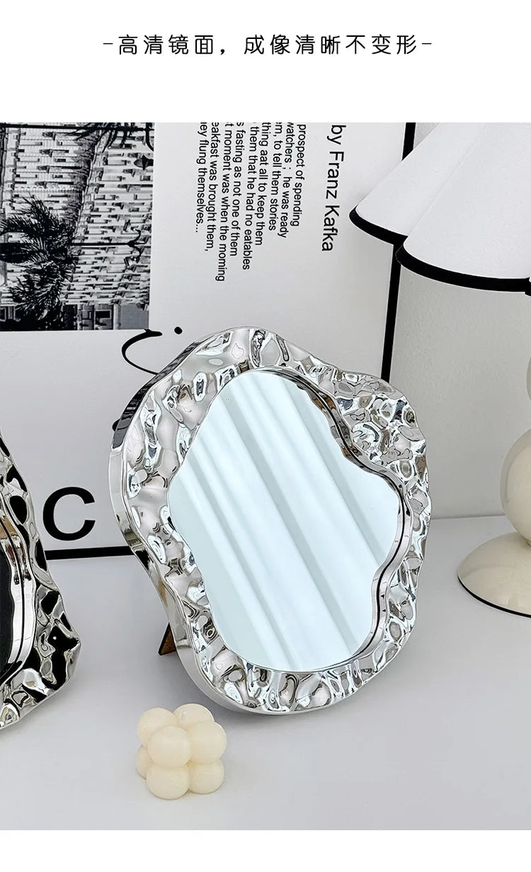 Bathroom Handled Mirror Vanity Women Design Portable Mirror Small Dorm Espejo Maquillaje Luz Home Decoration Accessories