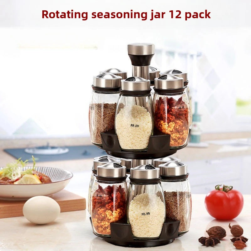 Spinning Spice Storage Rack Tower Organizer,Spice Seasoning Bottle Organizer 6-12 pcs Revolving Spice Rack Organizer Countertop