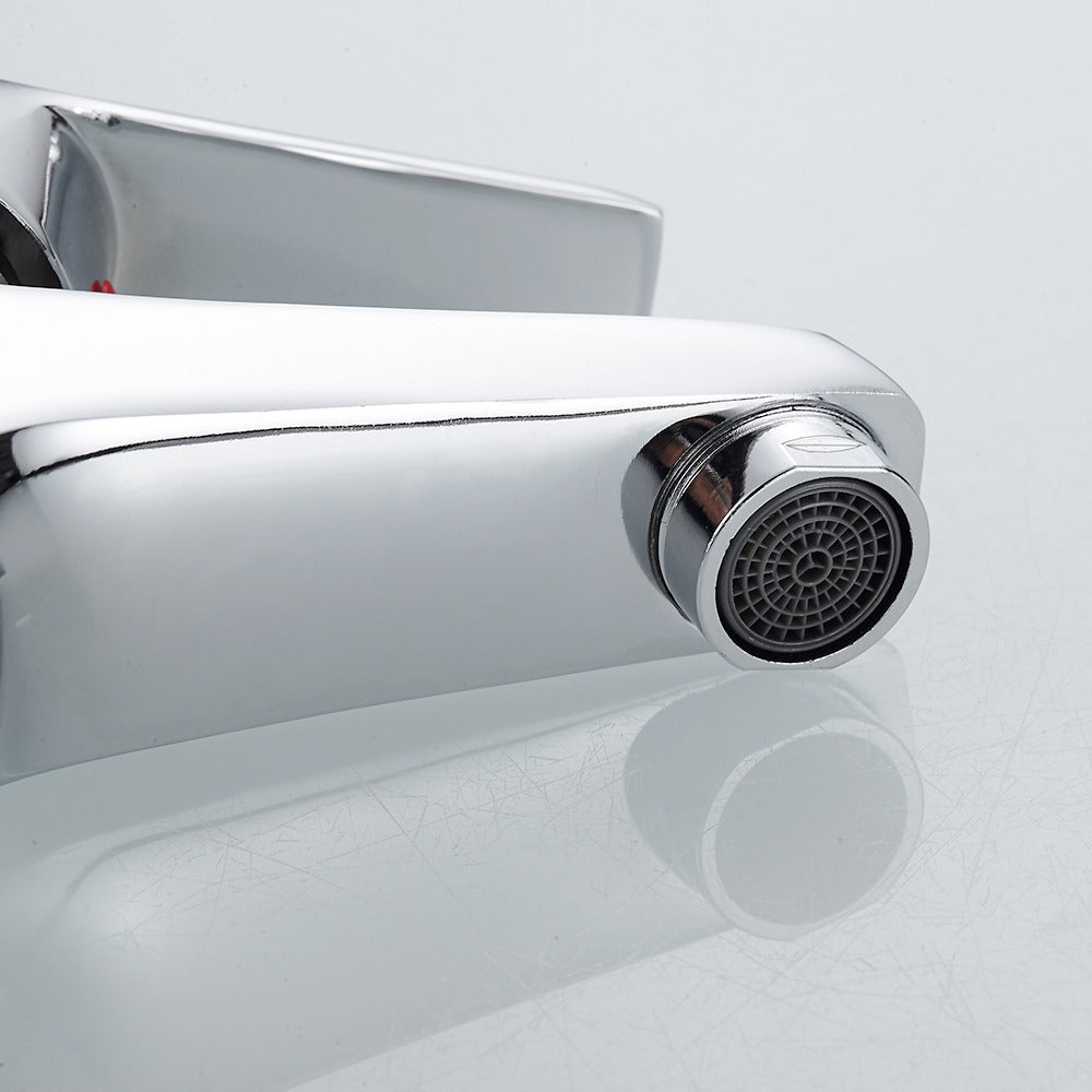Bathroom Basin Faucet Chrome Single Handle Single Hole Deck Mounted Mixer Tap Kitchen Sink Hot Cold Taps With G1/2 Hose