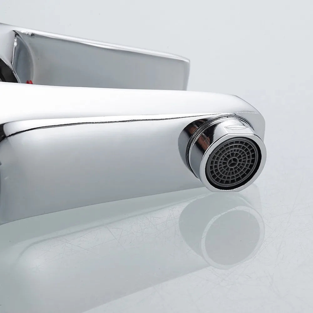 Bathroom Basin Faucet Chrome Single Handle Single Hole Deck Mounted Mixer Tap Kitchen Sink Hot Cold Taps With G1/2 Hose