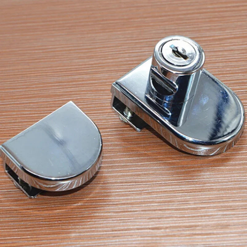 New Glass Display Cabinet/Showcase Locks Zinc Alloy Single/Double Door No Need Drilling Easy To Install Home Tool