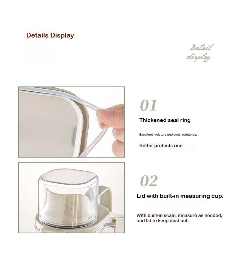 Airtight Food Storage Containers Cereal Dispenser Cereal Container Storage Box Rice Dispenser Grain Dispenser Kitchen Organizer