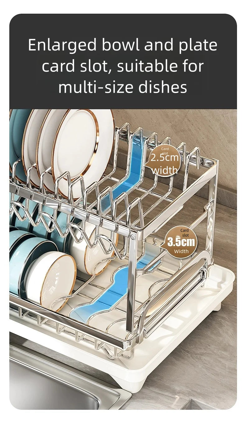 304 stainless steel kitchen storage rack, bowl and plate storage box, draining rack, multifunctional home storage rack for bowls