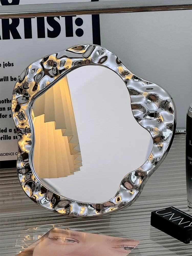 Bathroom Handled Mirror Vanity Women Design Portable Mirror Small Dorm Espejo Maquillaje Luz Home Decoration Accessories