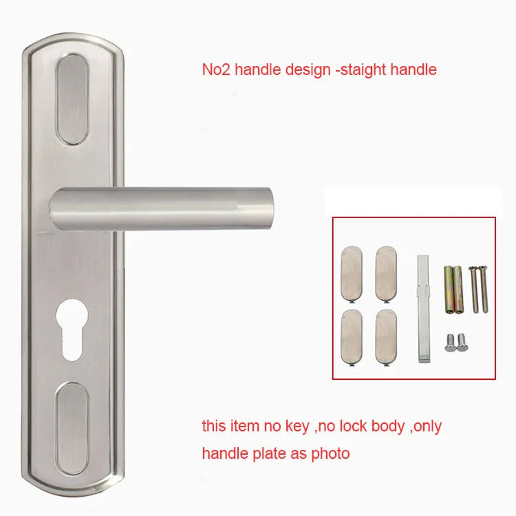 Adjustable Stainess Steel Door Handle lock set Home Security With Keys  Interior Door Lock Hole Size110-190mm
