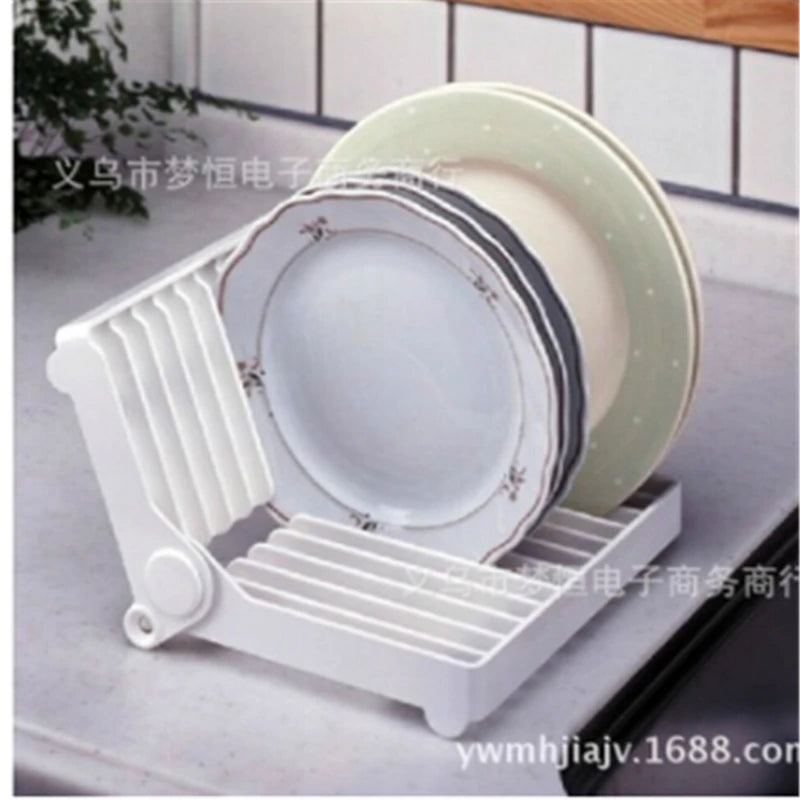 Foldable Dish Plate Drying Rack Organizer Drainer Plastic Storage Holder White Kitchen Organizer